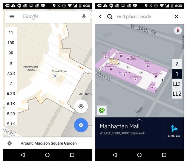 AndroidPIT Google Maps Nokia Here comparison interior