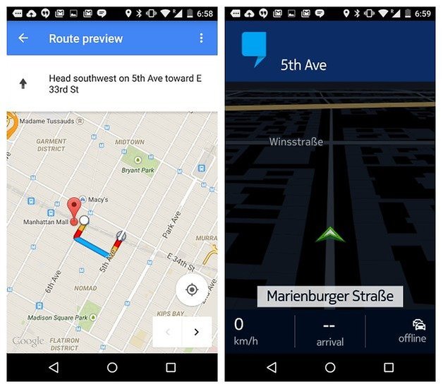 AndroidPIT Google Maps Nokia Here comparison navigation view