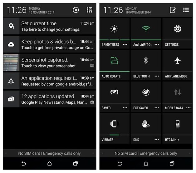 AndroidPIT HTC One E8 notifications quick settings