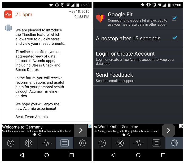 AndroidPIT Instant Heart Rate account google fit