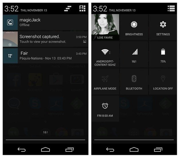 AndroidPIT KitKat notifications quick settings