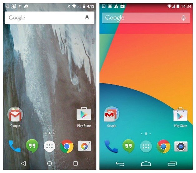 AndroidPIT Lollipop KitKat home screen