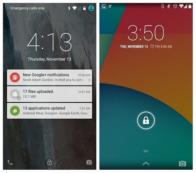 AndroidPIT Lollipop KitKat lock screen