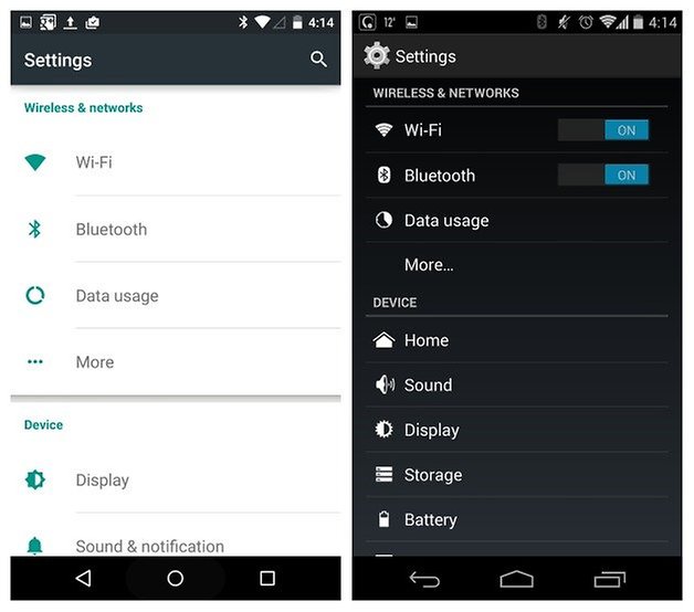 AndroidPIT Lollipop KitKat settings