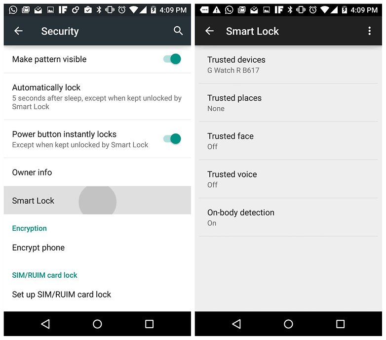 AndroidPIT Lollipop Smart Lock settings