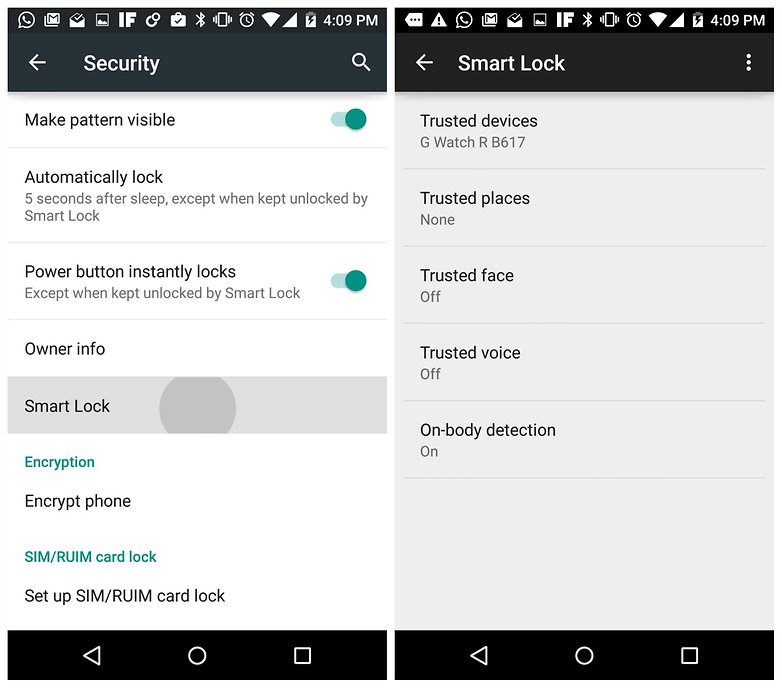 Tetapan AndroidPIT Lollipop Smart Lock