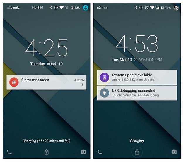 AndroidPIT Nexus 5 Android 5 0 and 5 1 comparison lock screen