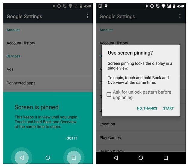 AndroidPIT Nexus 5 Android 5 0 and 5 1 comparison screen pinning