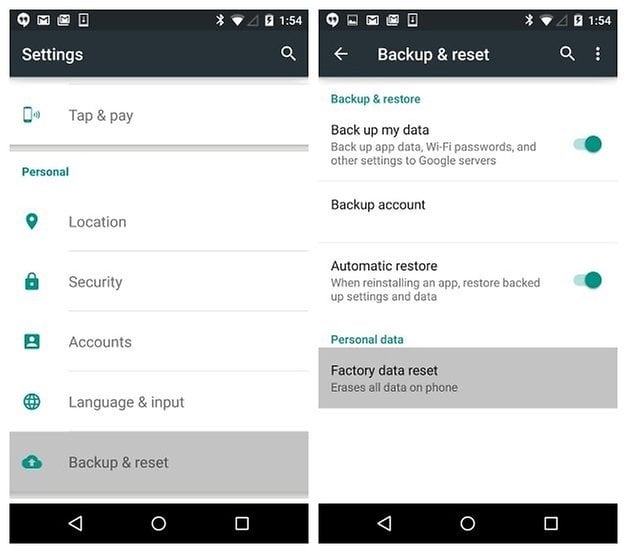 AndroidPIT Nexus 5 Lollipop Factory Reset