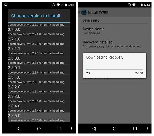 AndroidPIT Nexus 5 custom recovery TWRP install version