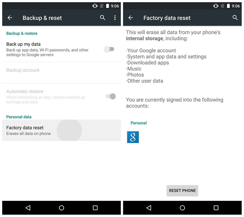 AndroidPIT Nexus 6 Factory Reset confirm