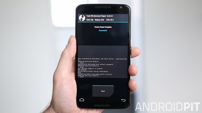 AndroidPIT Nexus 6 TWRP Recovery factory reset complete