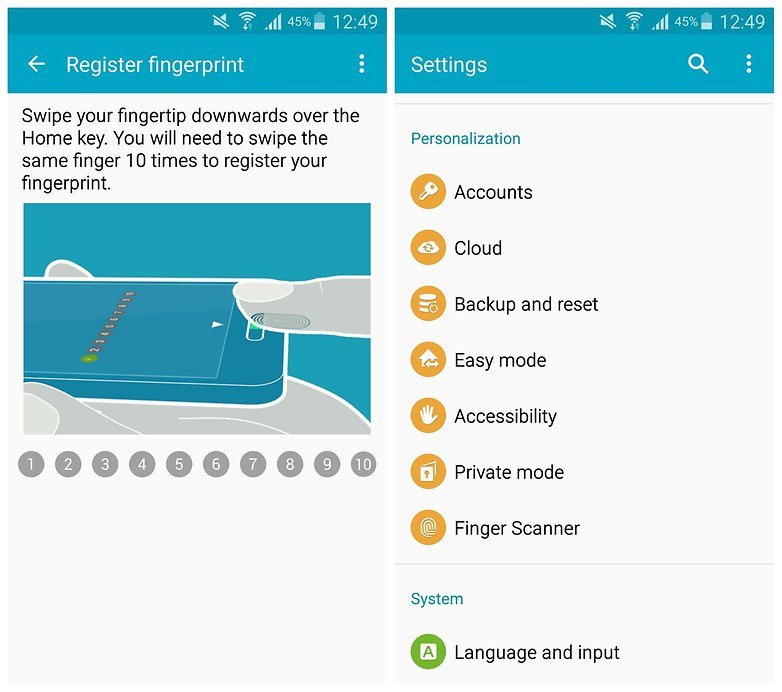 AndroidPIT Note 4 perosnalization fingerprint scanner