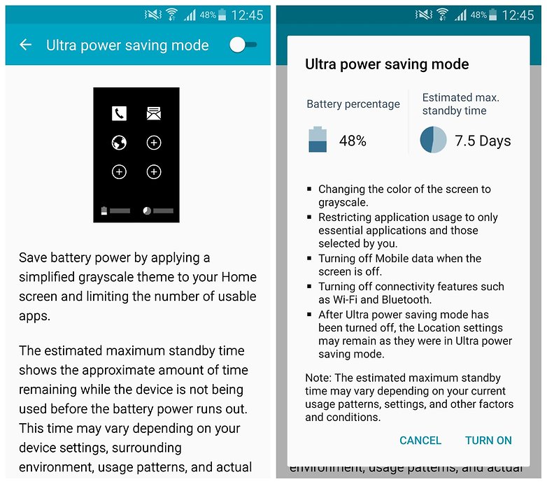 AndroidPIT Note 4 ultra power saving mode