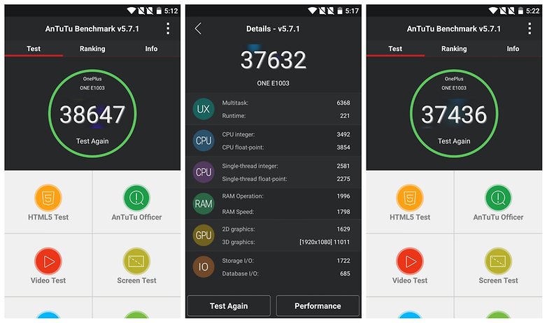 AndroidPIT OnePlus X AnTuTu benchmark results