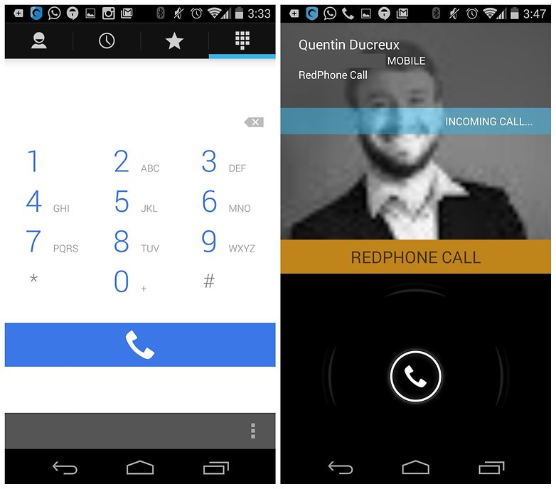 AndroidPIT Redphone incoming secure call