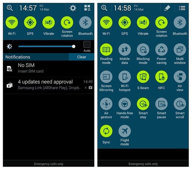 AndroidPIT S4 S5 Quick Settings