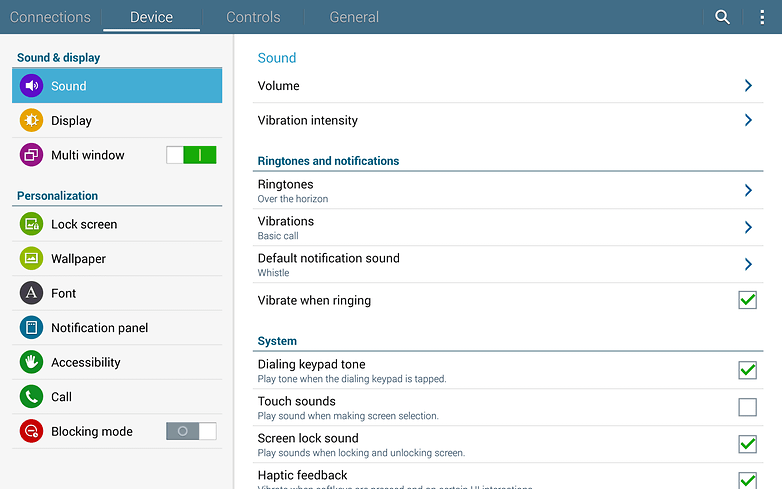 AndroidPIT Samsung Galaxy Note Pro 12 2 LTE settings menu