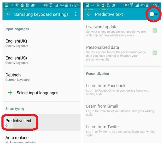 AndroidPIT Samsung Galaxy S5 keyboard predictive text