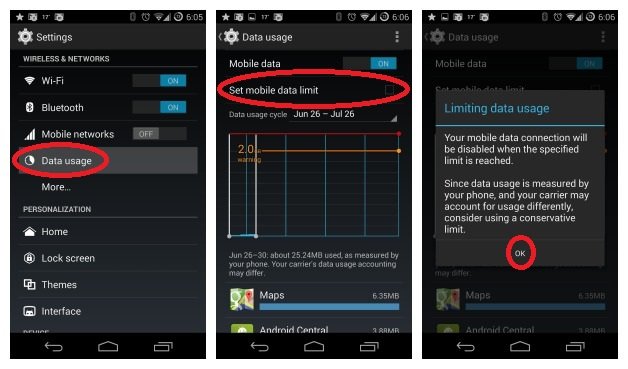 AndroidPIT Set Data Limit