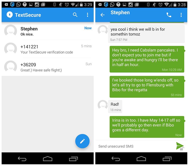 AndroidPIT TextSecure encrypted messaging