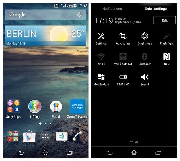 AndroidPIT Xperia Z3 Compact home screen quick settings