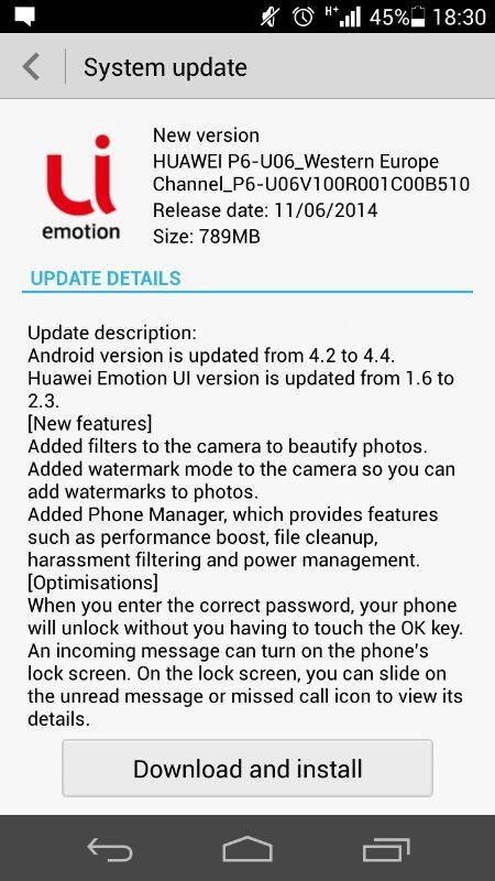 HuaweiAscendP6KitKatUpdate