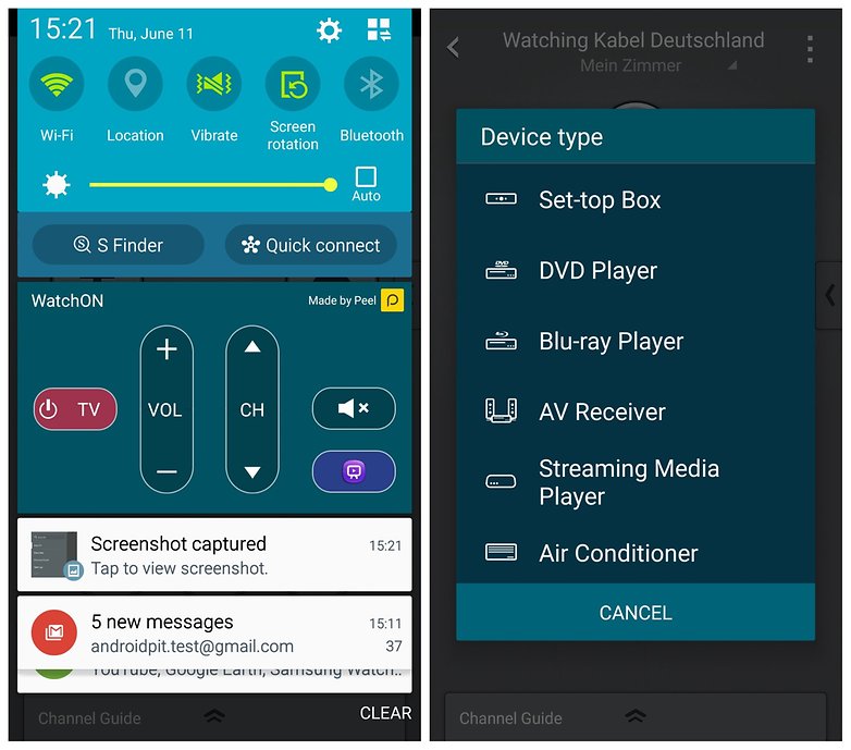 AndroidPIT Galaxy S4 Lollipop WatchOn remote control