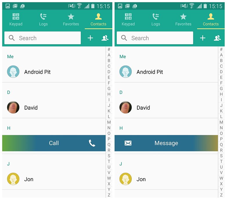 AndroidPIT Galaxy S4 Lollipop contacts shortcut message call