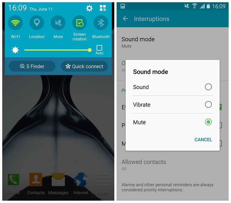 AndroidPIT Galaxy S4 Lollipop mute mode