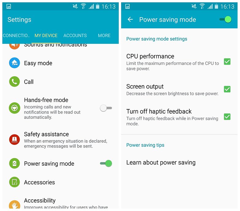 AndroidPIT Galaxy S4 Lollipop power saving mode