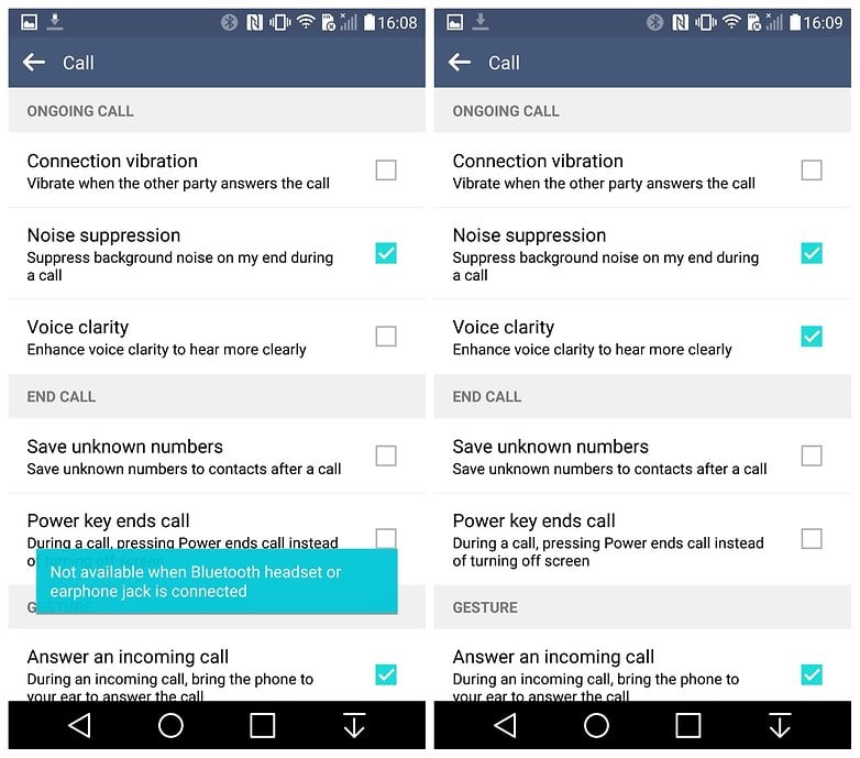 AndroidPIT LG G4 Lollipop noise suppression voice clarity
