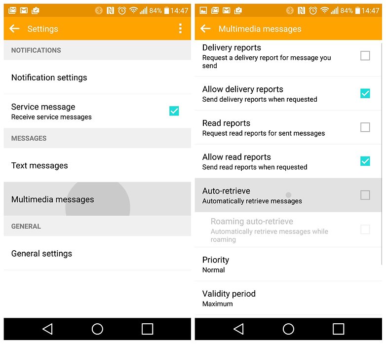 AndroidPIT LG G4 messenger auto retrieve MMS
