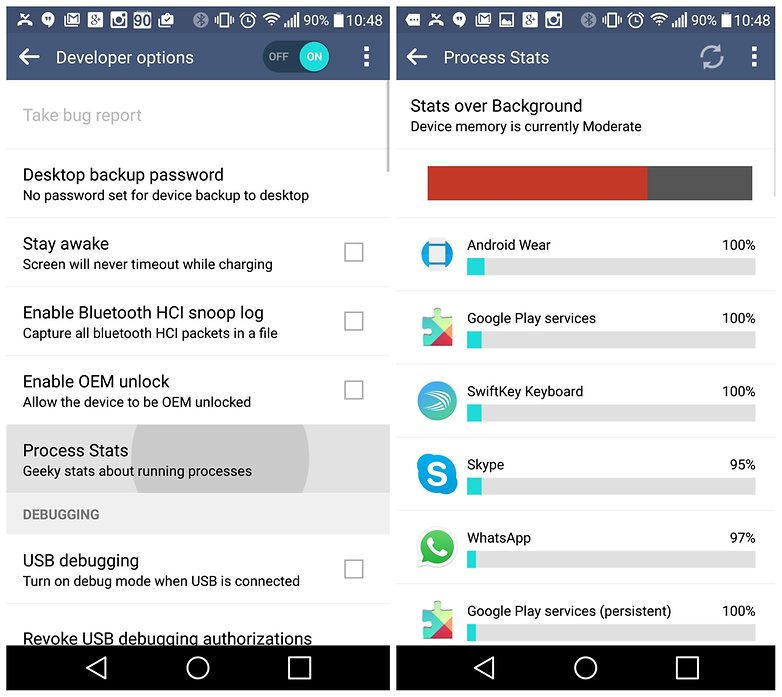 AndroidPIT LG G4 process stats main