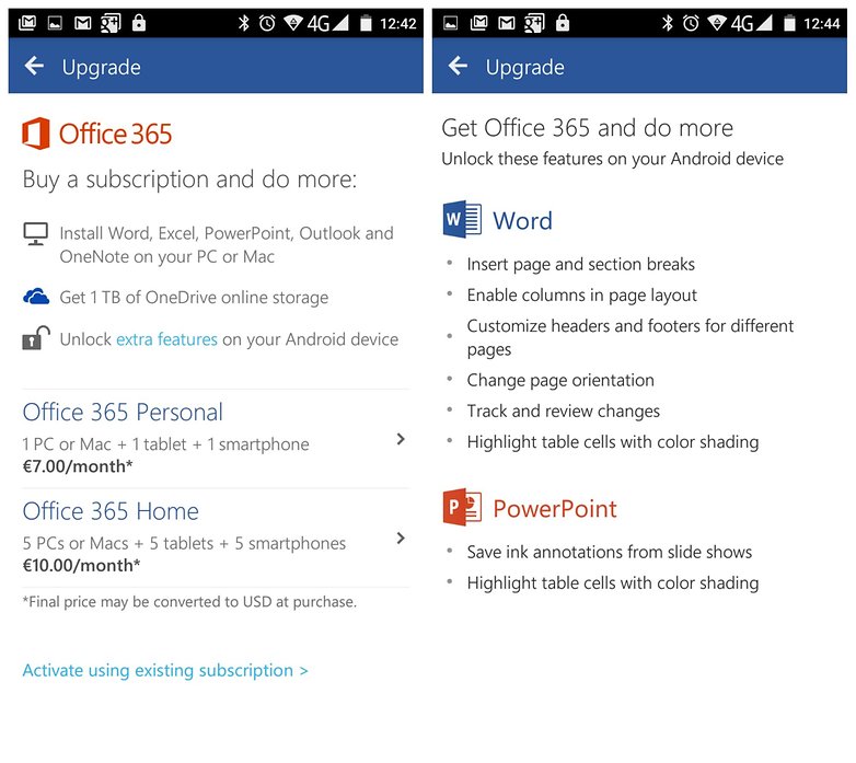 AndroidPIT Microsoft Office word office 365 features