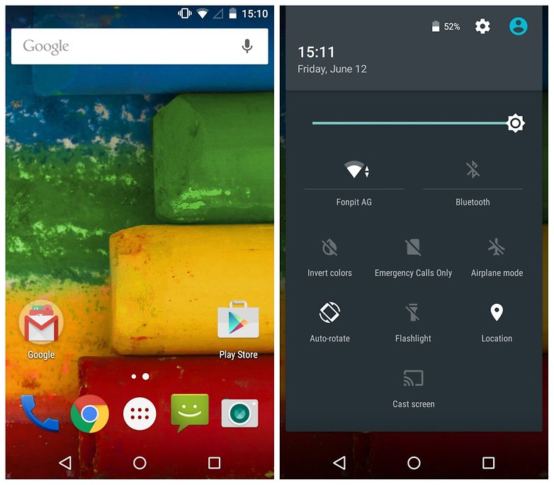 AndroidPIT Moto G 2014 Lollipop home screen notifications