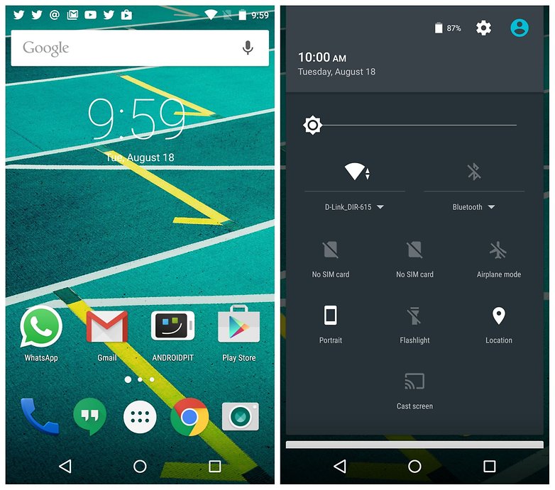 AndroidPIT Moto X Play home screen quick settings