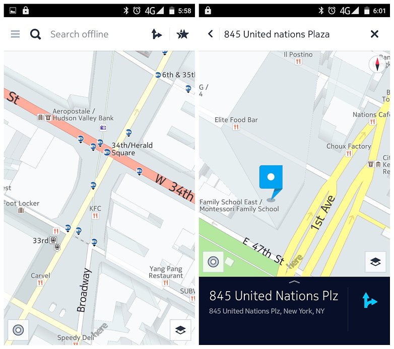 AndroidPIT Offline Maps zde mapuje vyhledávání