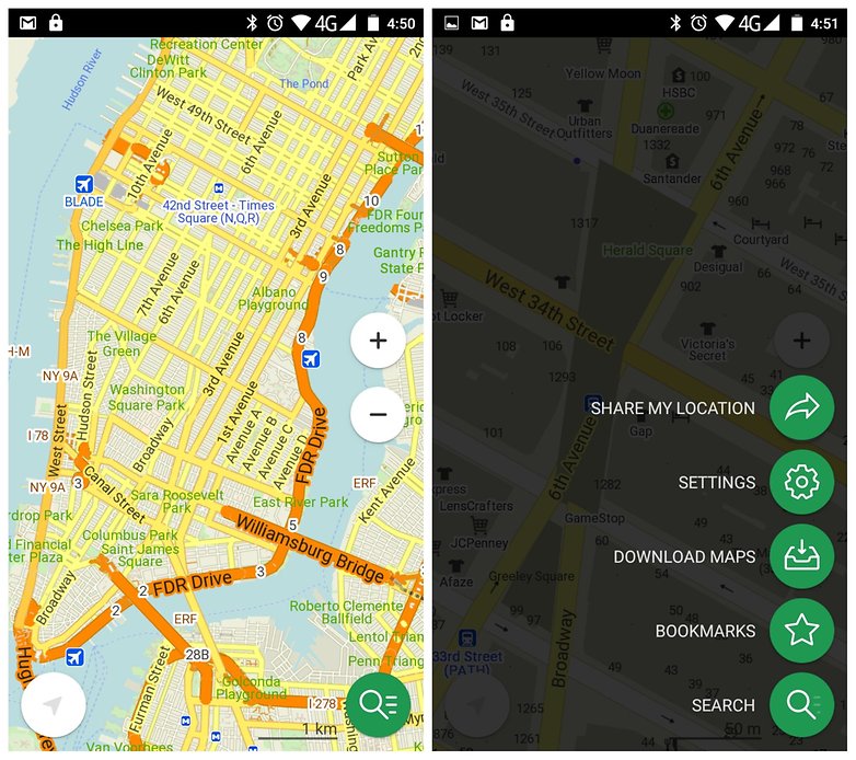 AndroidPIT Offline Maps mi mapuje Mahattan 1