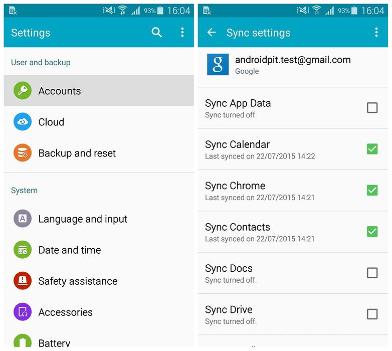AndroidPIT Samsung Galaxy S5 sync account settings
