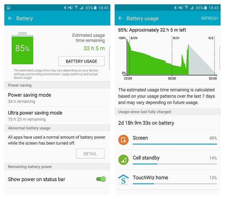 AndroidPIT Samsung Galaxy S6 Edge Plus battery stats