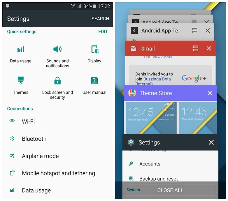 AndroidPIT Samsung Galaxy S6 Edge material design theme settings recent apps