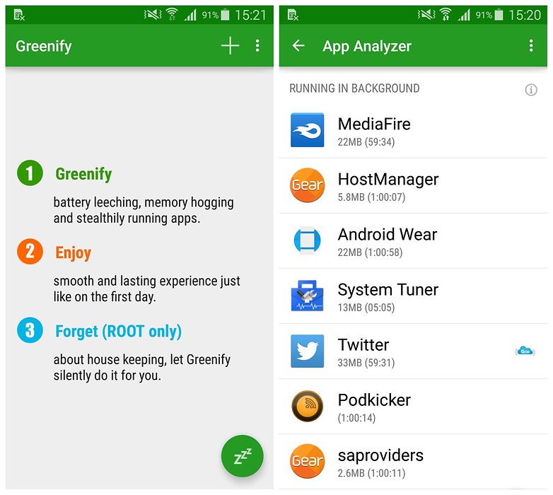 AndroidPIT Samsung Galaxy S5 TouchWiz greenify hibernate apps