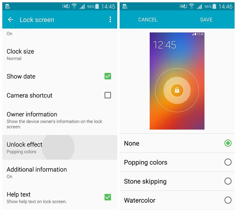 AndroidPIT Samsung Galaxy S5 TouchWiz unlock effect none