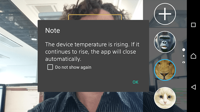 AndroidPIT Sony Xperia Z3 camera overheating warning