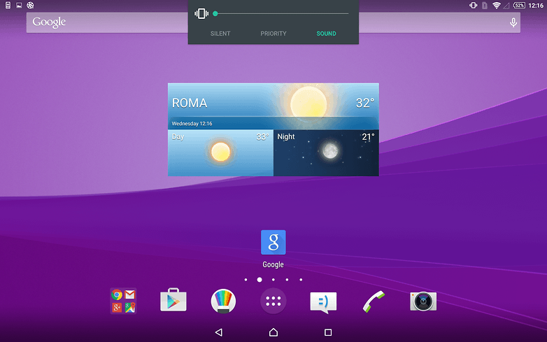 AndroidPIT Sony Xperia Z4 Tablet home screen volume