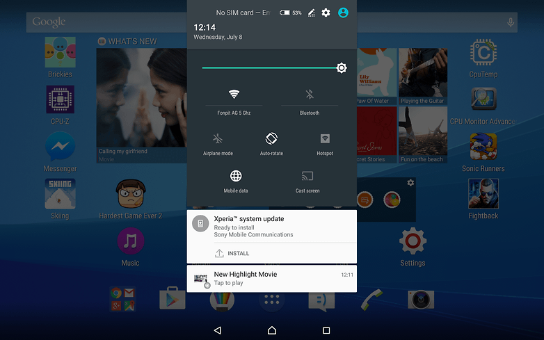 AndroidPIT Sony Xperia Z4 Tablet notifications
