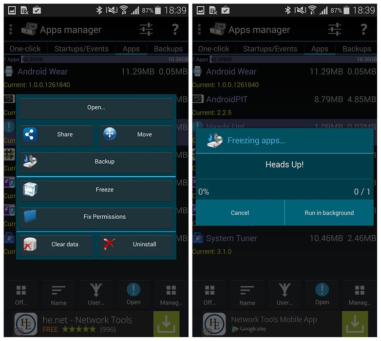 AndroidPIT System Tuner freeze apps