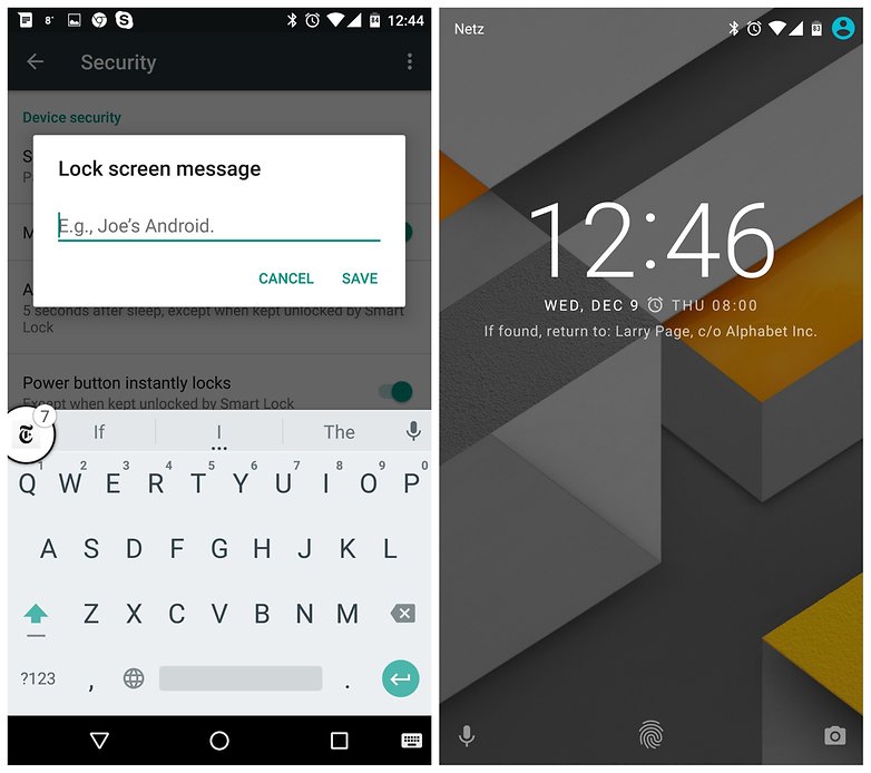 AndroidPIT Android 6 0 Marshmallow lock screen message