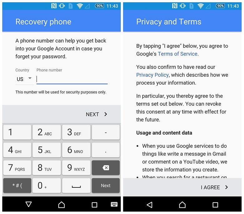 AndroidPIT Create new Google account phone number privacy